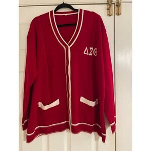 Delta Sigma Theta red and white classic cardigan size XL